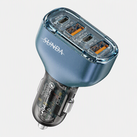 Pengisi Daya Mobil USB 4-Port 120W 12-24V PD QC3.0 Adaptor Pengisian Cepat dengan Desain Tahan Api Ramah Lingkungan untuk Ponsel dan Earphone