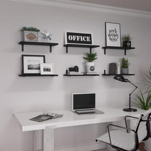 Mensole Galleggianti in Legno Nero Rustico per Decorazione Murale, Stile Fattoria, per Camera da Letto e Bagno - Product Image 4