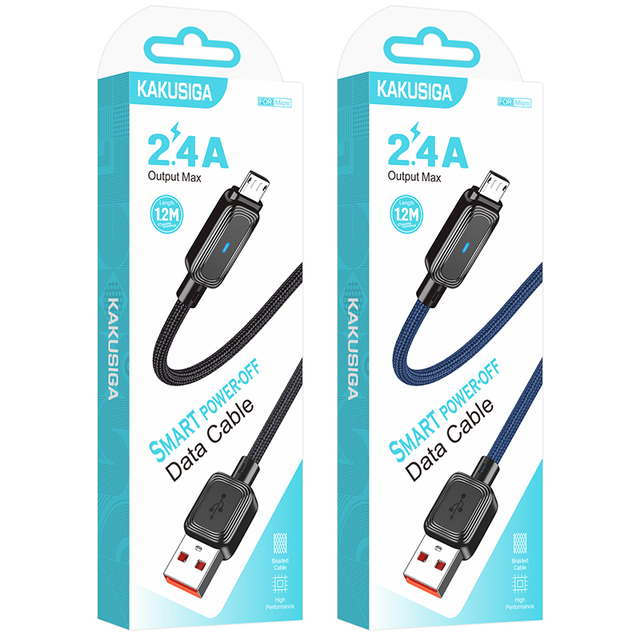 New Arrival KAKUSIGA Micro 1.2M USB Fast Charging Cable 2.4A - OD4.0mm Intelligent Power Off Braided Data Cable