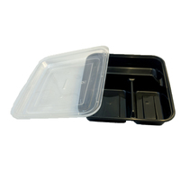 Emballage alimentaire assiettes jetables allant au micro-ondes 2 3 4 compartiments récipient en PP avec couvercle transparent boîte d'emballage alimentaire à emporter noire