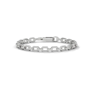 Pulsera Micro Hexa Link en Plata Pulida con Diseño Hexagonal Pavé en Blanco y Negro, Pieza Minimalista de Lujo Unisex - Product Image 6