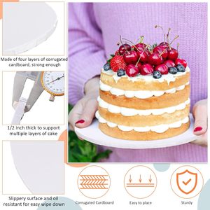10pcs/shrink Pack Wholesale 6/8/10/12/14/16 Inch <strong>White</strong> Round <strong>Cake</strong> Drum 12mm Corrugated <strong>Cake</strong> <strong>Boards</strong> - Product Image 6