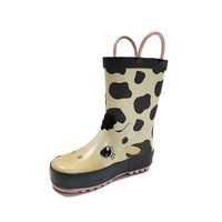 Chaussures d'eau de dessin animé, bottes en caoutchouc pour enfants avec poignée, doublure en polyester