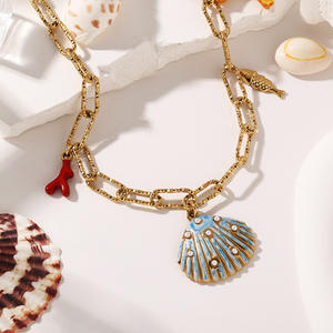 Collares de Cadena con Dijes de Concha de Perla Estilo Playa de Verano, de Acero Inoxidable, Resistentes al Deslustre, Regalo - Product Image 4