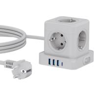 Couleurs personnalisables Power Tower Strip Socket EU USB Extension Socket 5 Outches 3 USB a Ports 1 USB C Port