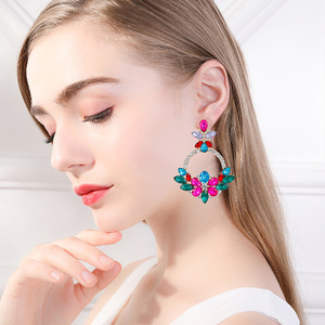 Pendientes Colgantes de Cristal con Flores Bohemias, Pendientes de Cristal de Colores para <span class=keywords><strong>Mujer</strong></span>, Joyería Vintage - Product Image 5