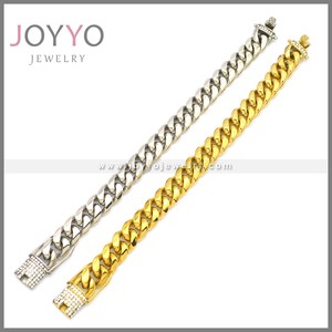 צמיד קובני מצופה זהב מלא 24 קראט 14 מ\\\"מ, ללא דהייה, נירוסטה, משובץ יהלומים מלאכותיים, בסגנון היפ הופ - Product Image 6