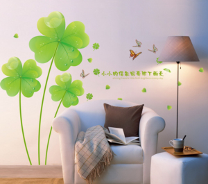 Tem dán tường hoa trang trí hình cỏ bốn lá may mắn bằng acrylic dành cho trẻ em, bé gái, phòng khách, phòng ngủ, nhà bếp, trang trí nhà cửa, tranh dán tường - Product Image 3