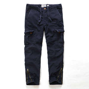 Pantalones Cargo de algodón 100% para hombre, <span class=keywords><strong>verde</strong></span> oliva, cintura alta, tela tejida holgada, rectos, oscuros, múltiples bolsillos, cremalleras en el tobillo, informales - Product Image 3