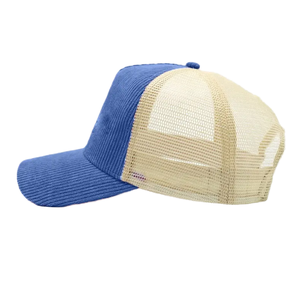 Custom Wholesale 5 Panel Blue Corduroy Mesh Trucker Hat High Quality Vintage Blank <b>Snapback</b> Baseball <b>Cap</b> - Product Image 1