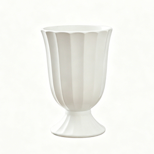 Nouveaux pots à fleurs en céramique <span class=keywords><strong>rouge</strong></span>, grands et modernes, décorés en relief, <span class=keywords><strong>sur</strong></span> <span class=keywords><strong>pied</strong></span> haut, pour la décoration de la pièce et de la table à manger - Product Image 3