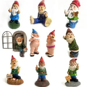 Mini Gnomes Dwarf Fairy Garden Statue Courtyard Cartoon Elf Figure Resin Micro Landscape Outdoor Figurine Ornament