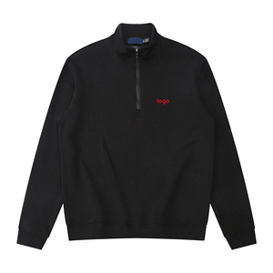 Pull-over en maille à col montant et demi-zip pour homme, broderie <span class=keywords><strong>petit</strong></span> cheval, manches longues, coupe ample, couleur unie - Product Image 3