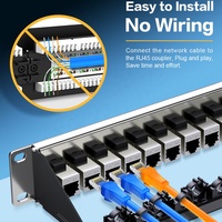 Panneau de brassage de distribution réseau noir 19 pouces 1U avec 24 x RJ45 Keystone comprend la gestion des câbles
