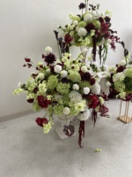 Beliebtes Burgunderrotes Luxus-Hochzeitsblumenarrangement Künstliche Seiden-Hortensien Burgunderrote Blumenkugel für Eventdekoration