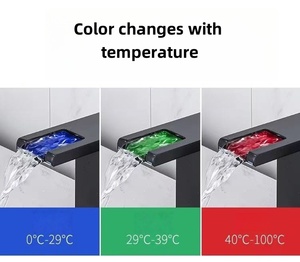 Vente Flash : Lavabo cascade noir en acier inoxydable, moderne, avec contrôle de la température de l'eau froide et éclairage LED pour salle de bain KHB7267 - Product Image 6