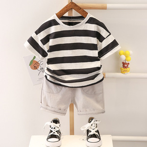 Nouvel ensemble de vêtements pour enfants, ensemble de vêtements pour enfants en coton, t-shirt et short, ensemble 2 pièces pour garçons - Product Image 2