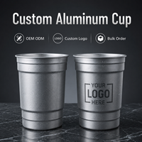 Gobelet en aluminium en gros avec rebord lisse et design empilable pour bars, fêtes et événements