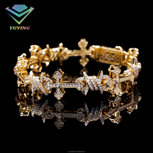 Hip Hop Fashion Gold Cross Links Cuban Chain 925 Sterling Silver VVS D Color Moissanite GRA Certificate Popular Design <b>Bracelet</b> - Product Image 1