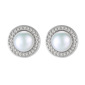 PAG & MAG donne gioielli da sposa 925 Sterling Silver Stud rotonda d'acqua dolce 7-7.5mm naturale barocco <span class=keywords><strong>orecchini</strong></span> di perle - Product Image 1