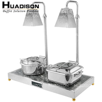 Huadison hôtel et restaurant fournitures lampe chauffante infrarouge lampe chauffante alimentaire à double tête avec panneau en marbre