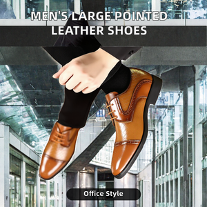 Zapatos Formales de Cuero con Cordones y Punta en Pico para Hombre, Talla Grande, Otoño/Primavera/Verano |   Calzado de Negocios Transpirable con Diseño de Piedras y Punta Baja - Product Image 2