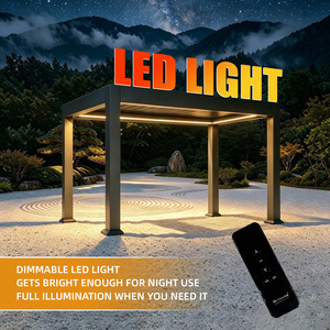 Pergola motorisée d'extérieur avec éclairage LED, facile à assembler, en <span class=keywords><strong>aluminium</strong></span> thermolaqué pour terrasse de jardin, directement de l'usine - Product Image 2