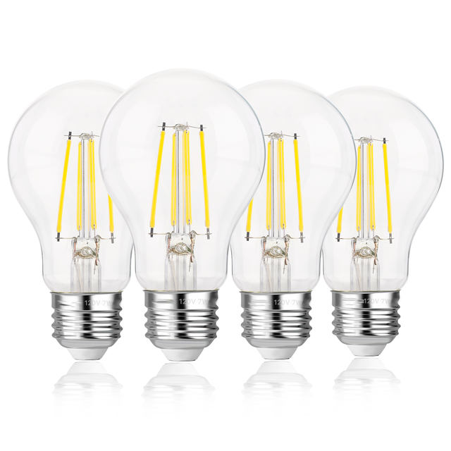 Competitive Price Day Light LED Filament Bulb 110-130V A19 Glass Dimmable Bulb Flicker Free Indoor Lighting for Home UL