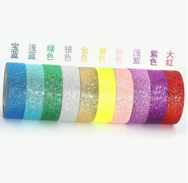 Phantomon Washi Set di nastro adesivo decorativo largo 15mm 0.6 pollici in tinta con arcobaleno glitterato