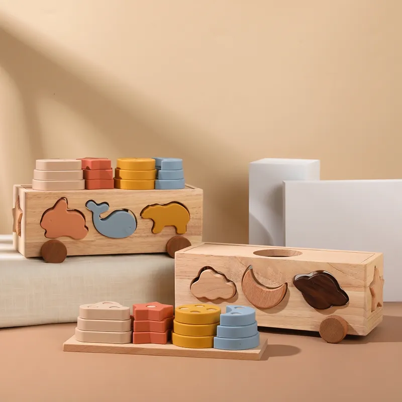 Montessori Children's Wooden Toy Cartoon Wooden Educational Toy Baby Building Blocks