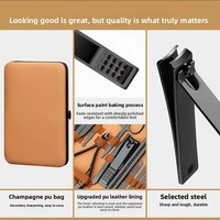 Ensemble de manucure et pédicure 24 pièces en acier inoxydable, kit de coupe-ongles professionnel, outils de soin des ongles, lames plates/biseautées, pointes en PU marron