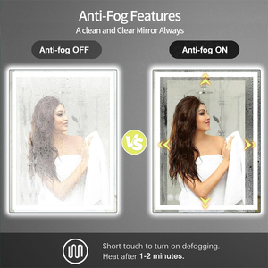 กระจกติดผนังไฟ LED แบบสี่เหลี่ยมผืนผ้าเซ็นเซอร์สัมผัสหรี่แสงได้ป้องกันหมอก - Product Image 2