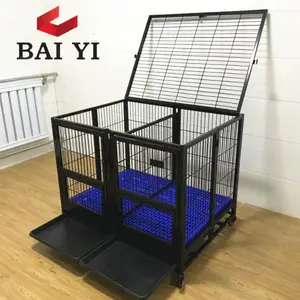 Клетка для питомника собак марки BAIYI с колесами и пластиковой решеткой (Whatsapp: + 86 15932145230)