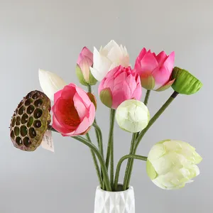 wholesale price lotus flower artificial plants in pots for home decor indoor
