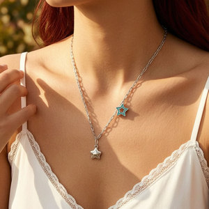 Collar con colgante de estrella de acero inoxidable 316L personalizado, chapado en oro de 14k y 18k, joyería de moda para mujer, venta al por mayor. - Product Image 2