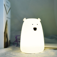 Lampe tactile LED USB en silicone pour enfants, rechargeable, personnalisable, en forme d'ours, petite, à intensité variable, pour chambre à coucher, cadeau personnalisé