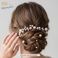 Ensemble de pinces à cheveux de luxe exclusif transfrontalier, faites à la main, en forme de U, multi-tailles, ornées de perles et de strass floraux, polyvalent pour coiffures de mariée et usage quotidien