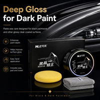 Kit de cire à appliquer pour voiture noire, pour l'amélioration de la brillance des peintures foncées, avec tampon applicateur, serviette en microfibre et boîte de vente au détail