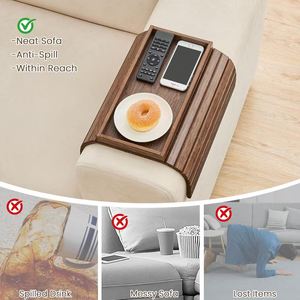 Solid <strong>Wood</strong> Sofa Armrest Tray Living Room Home Person Watching TV Snacks Tea Points Fruit <strong>Plate</strong> Wooden Sofa Tray - Product Image 1