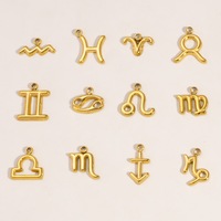 Pendentif en acier inoxydable plaqué or avec les 12 signes du zodiaque, petit breloque pour collier, bracelet, bijoux pour les fêtes