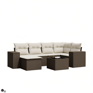 Modular Brown PE Rattan Garden <b>Sofa</b> <b>Set</b> Outdoor Furniture Contemporary Design High-Density Foam Cushions - Product Image 1