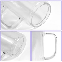 Gobelet en verre à double paroi de 16 oz, 20 oz, 24 oz, gobelet à neige de Noël avec trou pré-percé et poignée
