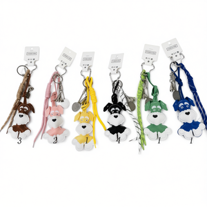 Porte-clés en peluche chien de dessin animé avec clochette, forme 3D, cadeau pour enfants et adultes - Product Image 1