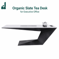 Bureau de thé créatif en pierre frittée courbée et contreplaqué, station de thé intégrée, ergonomique, durable, moderne et minimaliste pour