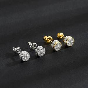 Stud Earrings Round Micro Pave Zircon Ball Geometric Design Silver Two Tone Party Fashion Jewelry - Product Image 1