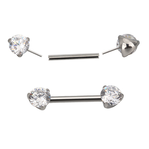La más nueva moda de titanio sin rosca Push-In Nipple Barbell Prong Set CZ ends Push Pin Style Body Jewelry para niños - Product Image 4
