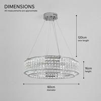 Lustre moderne en fer et cristal, luminaire suspendu chromé en forme de cercle pour plafond haut, hôtel, maison