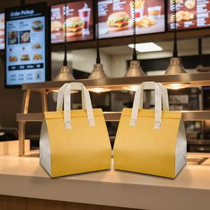 Wholesale Portable Waterproof Foldable Thermal Cooler Bag Non Woven Insulated Takeout Tote Eco Friendly Restaurant Delivery - Product Image 1