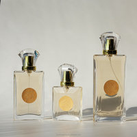 Promo! Botol Parfum Kotak Mewah 30ml 50ml 100ml, Botol Kaca Bening Kosong Alas Tebal, Semprotan Pompa, Tutup Kristal J&L