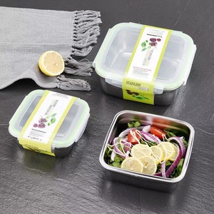 Stainless Steel Food Storage <b>Container</b> Square Sealing Lid Lunch Box Refrigerator Storage Bento Box Travel Camping - Product Image 1